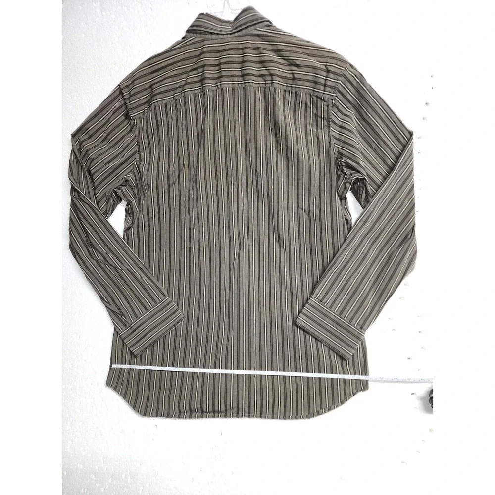 Banana Republic‎ Shirt Men Large 16 - 16 & 1/2 Striped Dark Brown Button Up